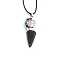 Collana Albero della Vita con sette pietre chakra e ciondolo a cono in cristallo blu - Pietra Arenaria Blu