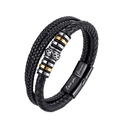 Multilayer braided leather men's bracelet with magnetic clasp and Love you forever engraving - Braided Bracelet (No Card)