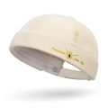 Cream-colored canvas docker hat featuring yellow Freedom embroidery and adjustable strap - Adjustable / Light Beige