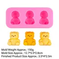 Pink silicone mold featuring 3 cavities for bear-shaped candles and fondant crafts - Sitting Bear (B1125) / Pink