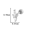 Titanium steel stud piercing with silver kite-shaped cubic zirconia, size 0.94x0.51cm - Silver Geometric Rhombus (0191-8#Silver)