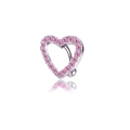 Silver stainless steel belly button ring with pink zircon heart pendant on white background - Pink Inverted Heart
