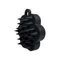 Matte black silicone scalp massager brush with soft spikes and hanging hole for shower - Black