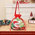 Rode kerstcadeautas met trekkoord, kerstman en boomopdruk, afmeting 18,5x16cm - Cartoon Flanellen Tas (Kerstman) / Rood