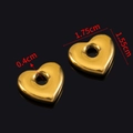 Golden 3D heart-shaped stainless steel pendant with precise dimension markings - Style A Heart Pendant / 5 Pieces / Gold
