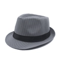 Grey pinstripe British fedora hat with black decorative ribbon for outdoor sun protection - Gray with Black Ribbon