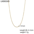 Detail of 0.1cm wide gold stainless steel necklace chain showing length specifications - Gold Fine Chain Necklace (LX00026D)