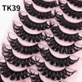 Russische volume kunstwimpers TK39 set van 10 paar met sterke krul in roze - Dikke gekrulde zwart (TK39)