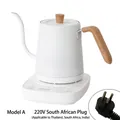 White electric gooseneck kettle with wood grain handle and Type D South African plug - Type A White Wood Grain Handle TH/SA/IN Plug 220V