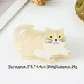 Minimalistische katvormige haarklem in crèmegeel marmer acryl voor vrouwen - Crème Gele Marmeren Kat / Champagne (Kattenvorm)