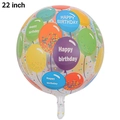 Detail of 22-inch transparent 4D balloon with colorful Happy Birthday patterns - Multicolor Balloon Print Style