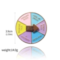 Rotating rainbow daisy social battery pin badge in gold zinc alloy with 3.9cm diameter - Motivational Turntable (X00380-03)