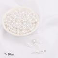 Weiße ovale ABS-Kunstperlen in 7-10mm für DIY-Schmuckherstellung in einer Schale - Stil 24 Gemischte Perlen 7-10mm Breite 6mm Weiß 20 Stk./Packung