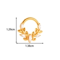 Titanium gold earring featuring leaf design with marquise zircons measuring 1.29x1.38cm - Vine Leaf Style (T2557-2#Gold) / Gold