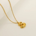 Polished gold S-letter pendant necklace for women in bubbles style minimalist design - Letter S / Gold