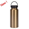 Insulated stainless steel 1L sport bottle in bronze finish with black handle - Gold