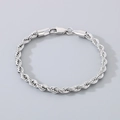 Classic silver rope chain bracelet for men in stainless steel with a secure lobster clasp - 5mm Rope Chain / 20cm / Silver