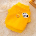 Bright yellow dog hoodie with metal D-ring and cute cartoon embroidery for small pets - S / Yellow Puppy Hoodie