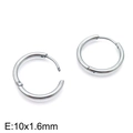 Classic 10x1.6mm silver stainless steel hoop earrings with round polished finish - One Pair / 10mm x 1.6mm / Steel