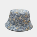 Reversible bucket hat with dense blue floral pattern for summer outdoor sun protection - M (56-58cm) / Blue Floral