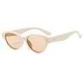 Occhiali da sole cat-eye retrò con montatura bianco panna e lenti arancioni - Montatura Beige Lente Tè Chiaro