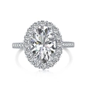 Exquisiter S925 Sterlingsilber Ring mit ovalem Hauptstein und Halo-Fassung in Silberoptik - US 6 / Weißgold Farbe DY120168