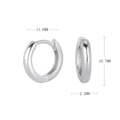 Detailansicht der S925 Sterlingsilber Creolen mit präzisen Größenmaßen für Damen und Herren - 8mm / 925 Silber Weißgold beschichtet