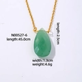 Gold chain necklace with a faceted green teardrop natural stone pendant for women - Teardrop / Green