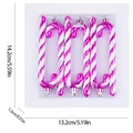 6-pack of 12cm candy cane Christmas tree hanging ornaments in pink and white glitter - 6pcs Set / Rose Red