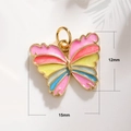 Detail of colorful enamel butterfly pendants in gold frames with 15mm by 12mm dimensions - A0072 Colorful Butterfly