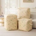 Three-piece set of beige storage bags with white daisy floral patterns and side handles - Yellow Daisy 3-Piece Set