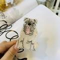 Close-up of a cream French Bulldog hair claw clip made of textured acetate material - Long Tongue Wrinkled Shar Pei Claw Clip (Approx. 7cm)
