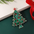 Mini-Weihnachtsbaum-Brosche mit grüner Emaille und roten Strasssteinen auf Goldlegierung - Stil 2