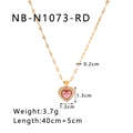 Detaillierte Größenangaben für goldene Herz-Halskette mit rosa Stein und Maßen - 18K Gold / Rot (NB-N1073-RD)