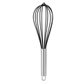 Manual silicone whisk with black wires and stainless steel handle for baking - 12 Inch / Black