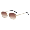 Retro square sunglasses with gold metal frame and brown gradient lenses - Gold Frame Brown Gradient Lens