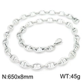 Polished silver anchor link chain necklace with lobster clasp, 650mm length and 8mm width - Silver-650x8mm(KN228508-Z)