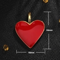 Detail of 24mm x 18mm heart pendant with red enamel and gold trim for jewelry making - Red Enamel Heart Style (A0042)