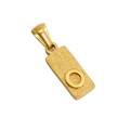 Gold rectangular titanium steel pendant with sandblasted finish and letter O charm - O-Single Pendant