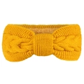 Detail of yellow knit headband showing cable knit pattern and soft fleece lining - Ginger Yellow
