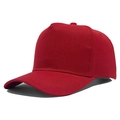 Five-panel red baseball cap in cotton twill fabric with curved brim and solid finish - Red