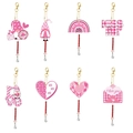 Pink and red Valentine's Day gnome diamond painting keychains with gold lobster clasps - Style 24