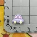 Close-up of a tiny purple resin car charm on a ruler showing 1.8cm width for DIY crafts - Mini Car