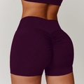 Short de yoga taille haute violet foncé avec effet froncé pour fitness et sport - Violet Giga