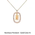Pendaglio lettera N in argento placcato oro 18K con pavé di zirconi cubici - Stile ciondolo lettera N ovale con pavé di zirconi / Argento 925 / 50cm (40+5+5cm) / Oro