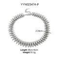 Halskette aus poliertem Edelstahl mit kugelförmigen Perlen im minimalistischen Design - Spindelperlenkette (YYN023474-P)