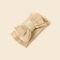 Beige corduroy baby headband featuring a soft ribbed texture and matching bow detail - 18.5*8.5cm / Khaki