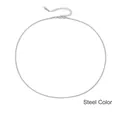 Minimalist steel color stainless steel snake chain necklace with lobster clasp - 1.5mm/38+5cm / Steel Color (YX15665)