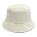 Plush white faux rabbit fur bucket hat with thick thermal lining for winter warmth - M (56-58cm) / Off White