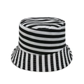 Détail d'un chapeau bob en toile rayé noir et blanc montrant les coutures de la bordure - M(56-58cm) / Rayures Noires et Blanches